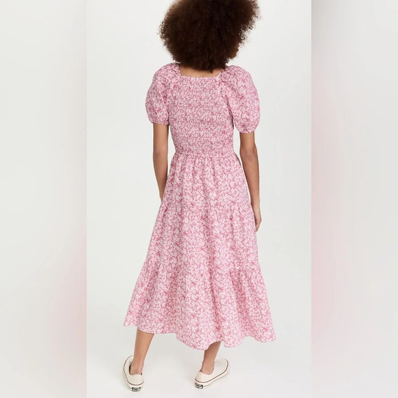 Moon River Cottagecore farmhouse smocked tiered floral midi Dress Medium - Picture 9 of 11